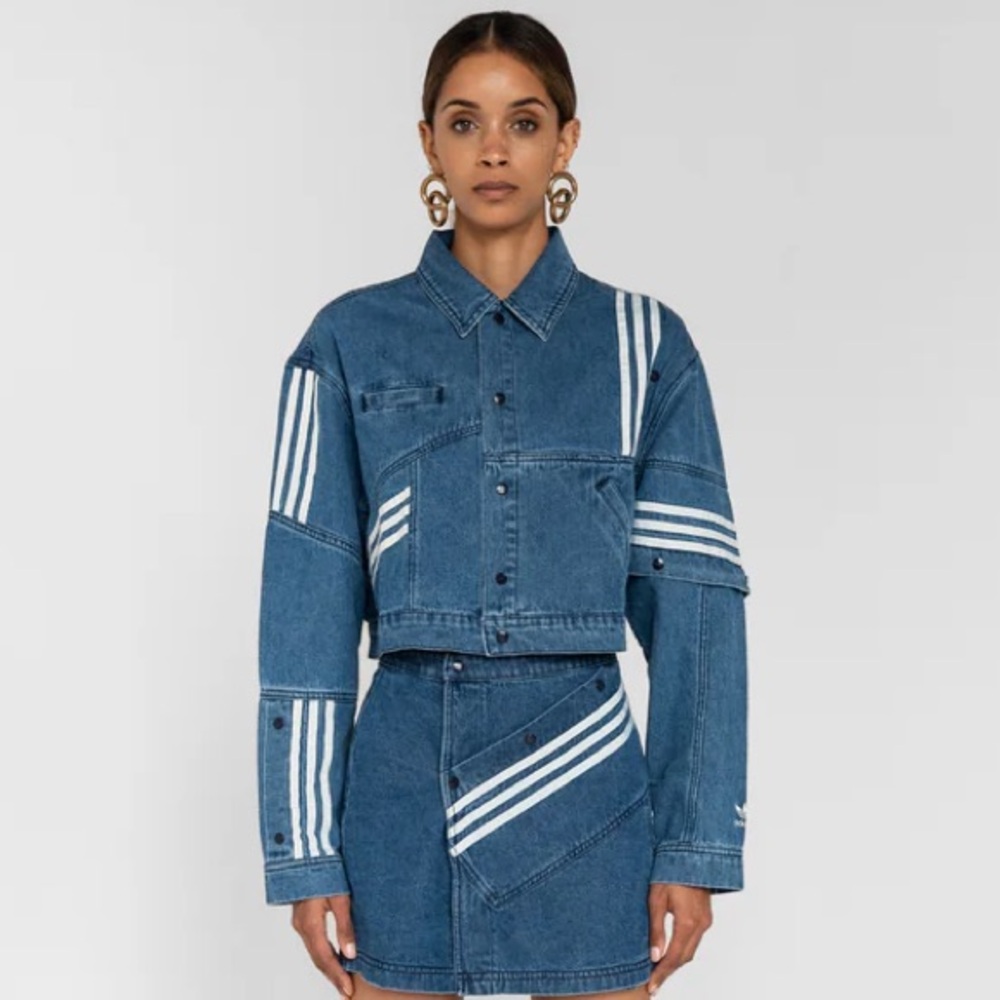 Adidas Danielle Cathari Jacket Three Stripe Denim XL Rare